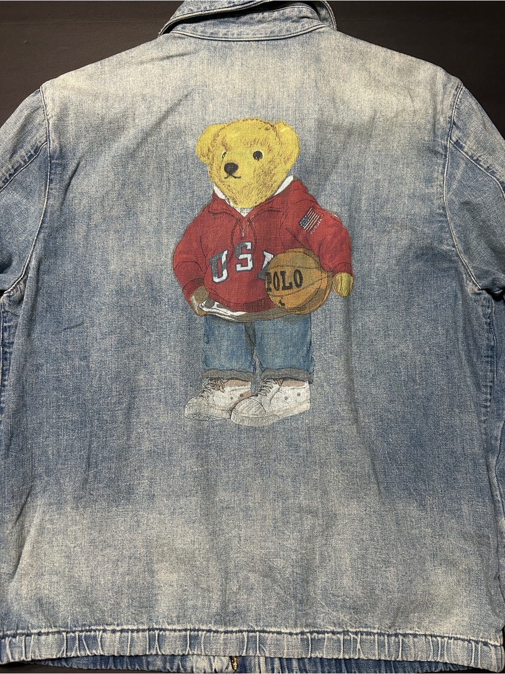 VTG Polo Ralph Lauren Denim Jacket with Yellow Teddy Bear Graphic Size M New - Picture 6 of 16